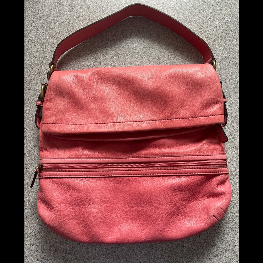 Vintage Fossil Leather Salmon Pink Handbag